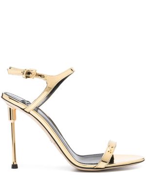 Elisabetta Franchi 100mm metallic leather sandals - Gold