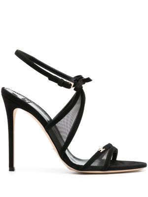 Elisabetta Franchi 105mm mesh-panels suede sandals - Black