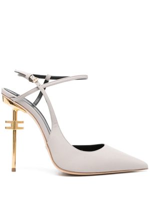Elisabetta Franchi 115mm logo-heel leather pumps - Grey