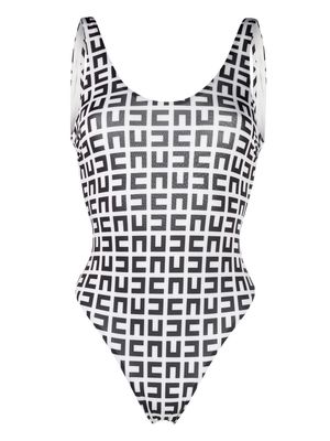 Elisabetta Franchi all-over logo-print swimsuit - White
