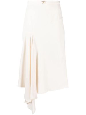 Elisabetta Franchi asymmetric crepe midi skirt - Neutrals