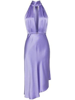 Elisabetta Franchi asymmetric midi satin dress - Purple
