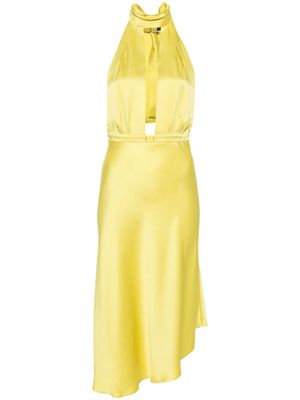 Elisabetta Franchi asymmetric satin midi dress - Yellow