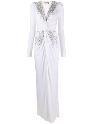 Elisabetta Franchi bead-detailing twisted gown - White