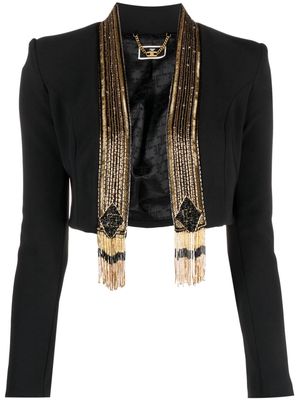 Elisabetta Franchi bead-embellished cropped jacket - Black