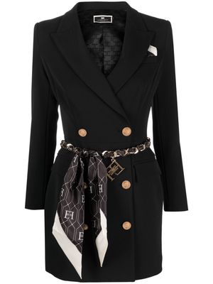 Elisabetta Franchi belted crepe blazer dress - Black