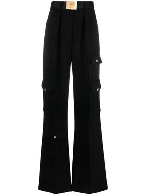 Elisabetta Franchi belted crêpe cargo trousers - Black