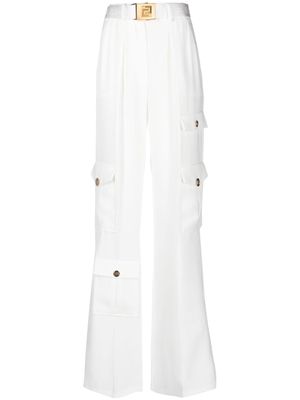 Elisabetta Franchi belted crêpe cargo trousers - White