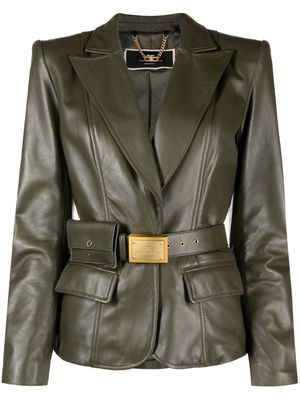 Elisabetta Franchi belted leather blazer - Green