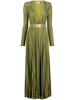 Elisabetta Franchi belted pleated maxi dress - Green