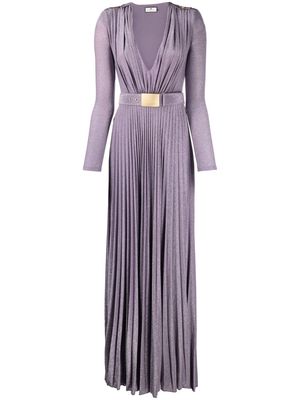 Elisabetta Franchi belted pleated maxi dress - Purple