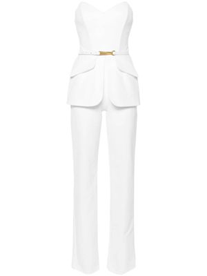 Elisabetta Franchi belted strapless jumpsuit - White