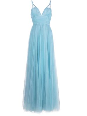 Elisabetta Franchi belted tulle gown - Blue