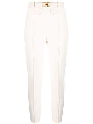 Elisabetta Franchi belted-waist cropped trousers - Neutrals