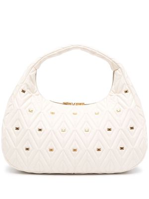 Elisabetta Franchi big diamond-quilted tote bag - White