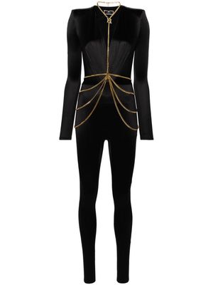 Elisabetta Franchi body-chain V-neck jumpsuit - Black