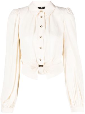 Elisabetta Franchi bow-embellished cropped blouse - Neutrals