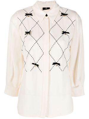 Elisabetta Franchi bow-embellished shirt - Neutrals