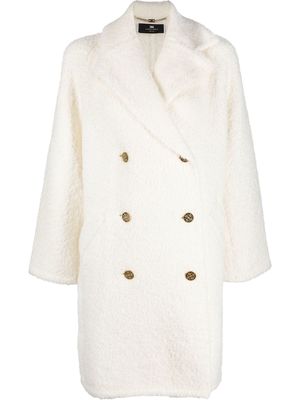 Elisabetta Franchi brushed double-breasted coat - White