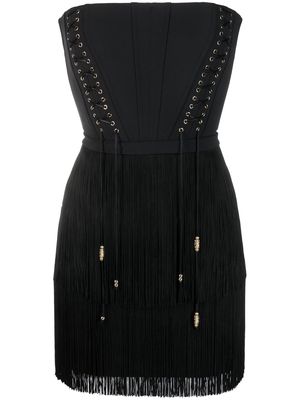 Elisabetta Franchi bustier fringe detailing dress - Black