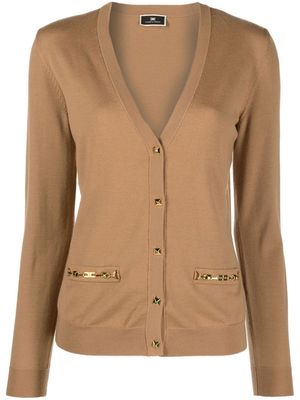 Elisabetta Franchi button-fastening knitted cardigan - Brown