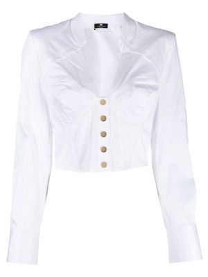 Elisabetta Franchi button-front V-neck shirt - White