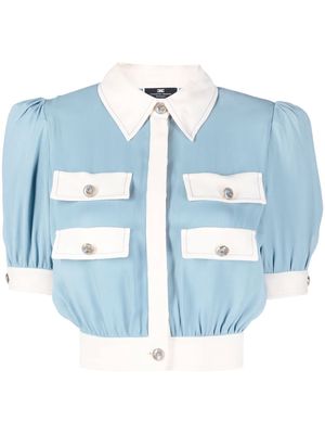 Elisabetta Franchi button-up cropped shirt - Blue