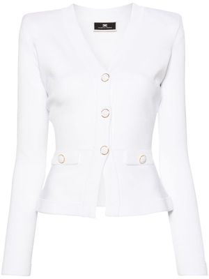 Elisabetta Franchi button-up fine-ribbed cardigan - White