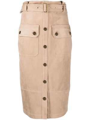 Elisabetta Franchi buttoned midi pencil skirt - Neutrals