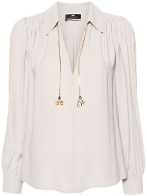 Elisabetta Franchi chain-detail georgette blouse - Grey