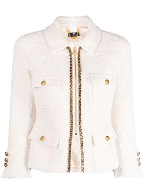 Elisabetta Franchi chain-detail tweed jacket - Neutrals