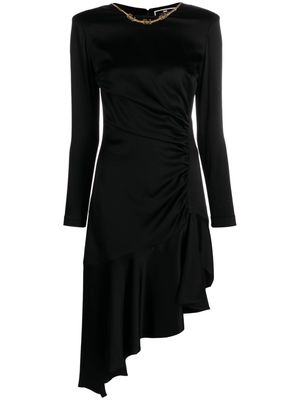Elisabetta Franchi chain-embellished asymmetric crepe dress - Black