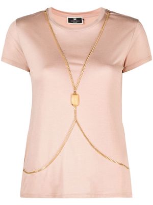 Elisabetta Franchi chain-embellished cotton T-shirt - Neutrals
