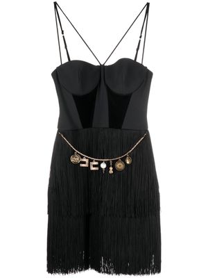 Elisabetta Franchi chain-embellished fringed minidress - Black