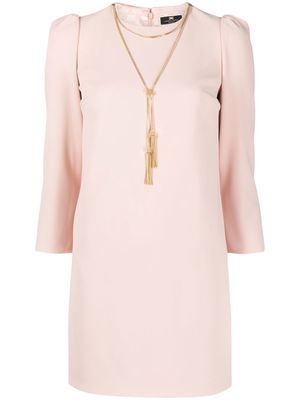 Elisabetta Franchi chain-embellished round-neck minidress - Pink