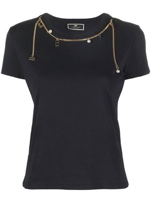 Elisabetta Franchi charm-detail short-sleeve T-shirt - Black