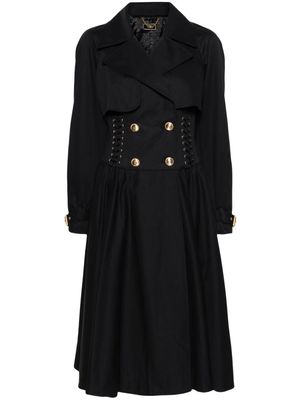 Elisabetta Franchi corset-style cotton trench coat - Black