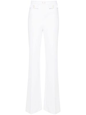Elisabetta Franchi crepe logo-plaque flared trousers - White