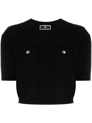 Elisabetta Franchi cropped basket-knit jumper - Black