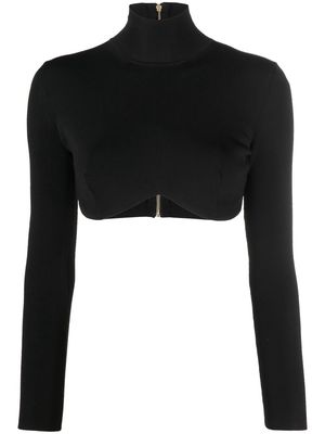 Elisabetta Franchi cropped knitted top - Black