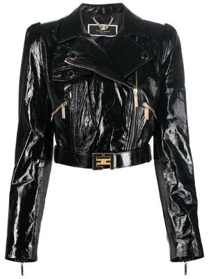 Elisabetta Franchi cropped leather jacket - Black