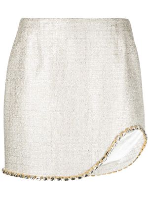 Elisabetta Franchi crystal-embellished tweed miniskirt - Silver