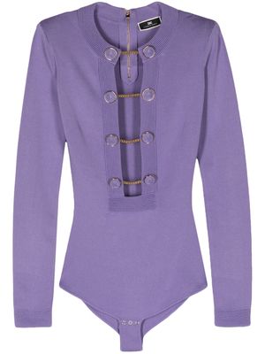 Elisabetta Franchi cufflink-buttons ribbed body - Purple