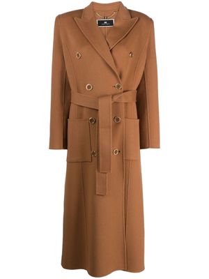 Elisabetta Franchi Daily belted wool coat - Brown