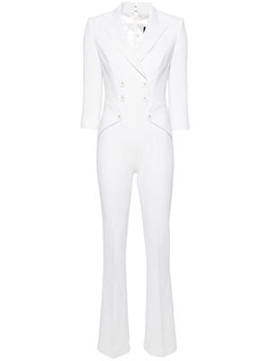 Elisabetta Franchi double-breasted crepe-texture jumpsuit - White
