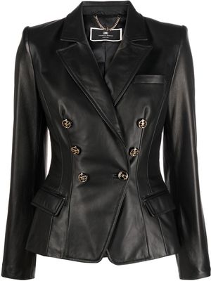 Elisabetta Franchi double-breasted leather jacket - Black