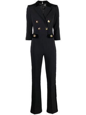 Elisabetta Franchi double-breasted velvet-detail jumpsuit - Black