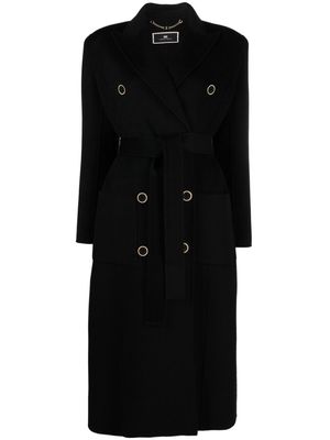 Elisabetta Franchi double-breasted wool-blend coat - Black