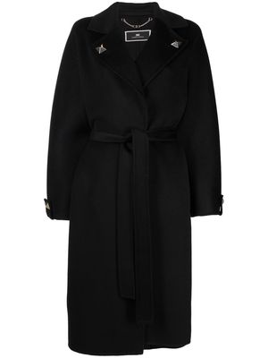 Elisabetta Franchi Dressing-gown stud-detail coat - Black