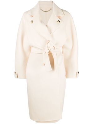 Elisabetta Franchi dressing-gown stud-detail coat - Neutrals